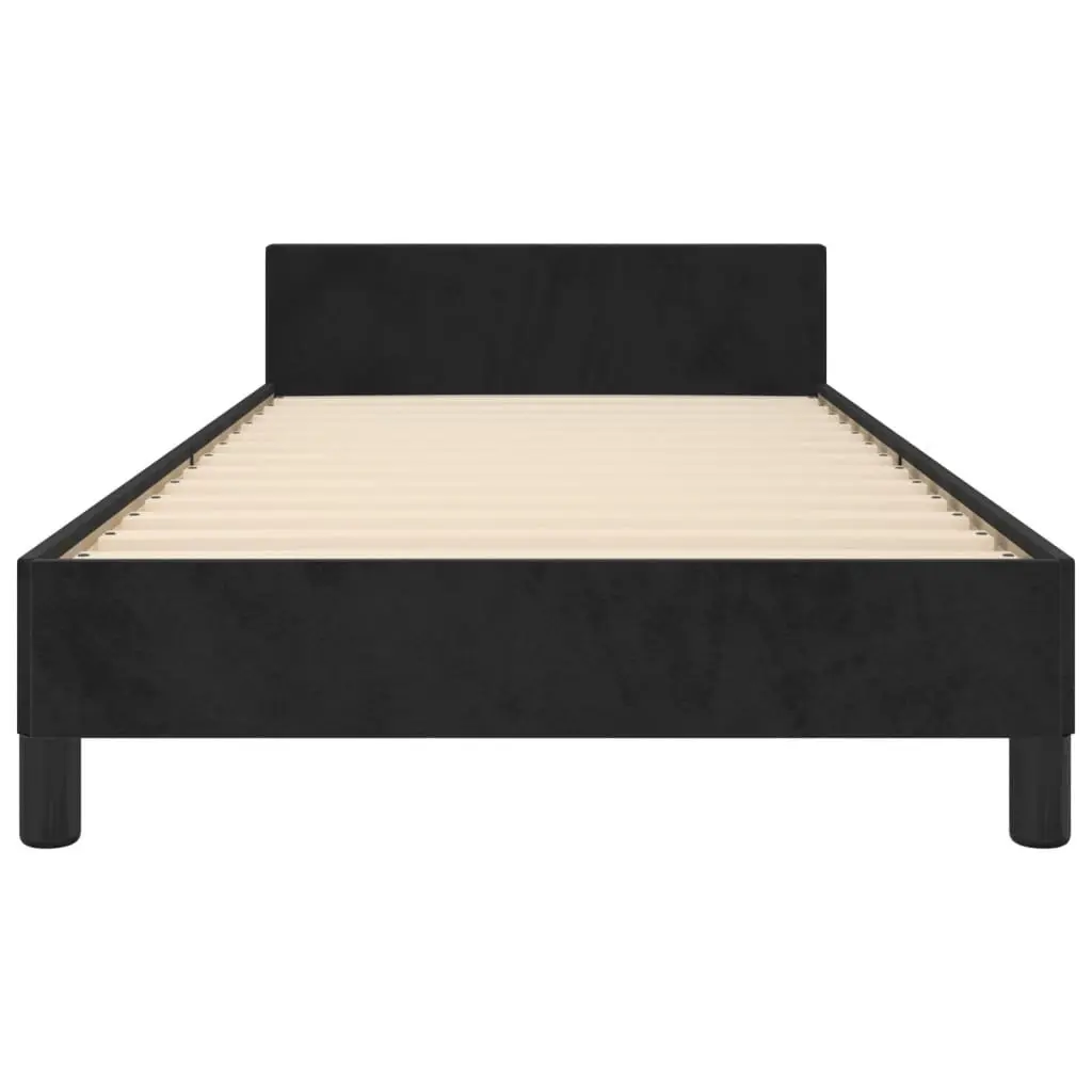Adjustable King Single Bed Frame with Black Velvet Headboard