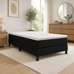 Sturdy Black Fabric Box Spring Bed with Pocket Spring Mattress