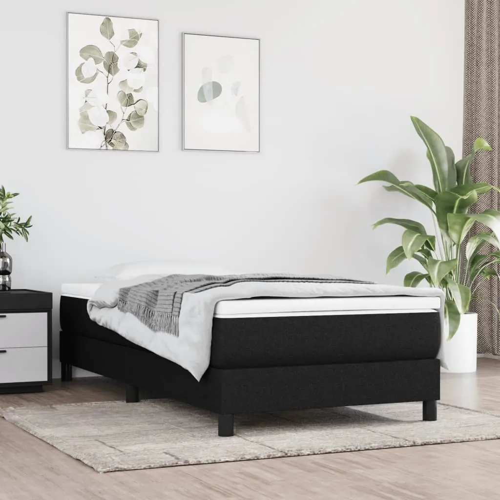 Black Fabric Box Spring Bed with Pocket Spring Mattress