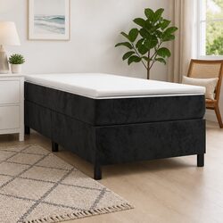 King Single Box Spring Bed with Pocket Spring Mattress in Black
