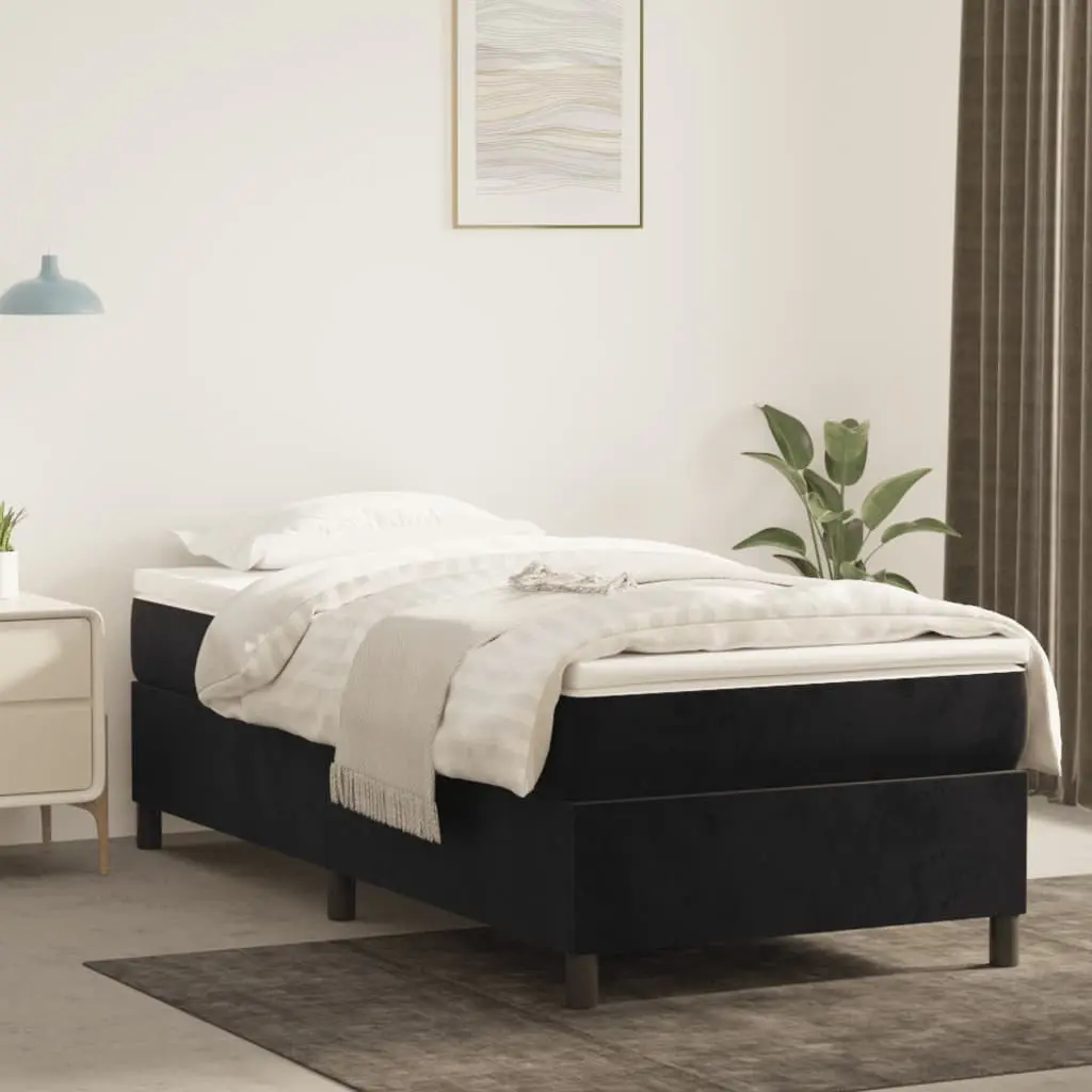 King Single Box Spring Bed with Pocket Spring Mattress in Black