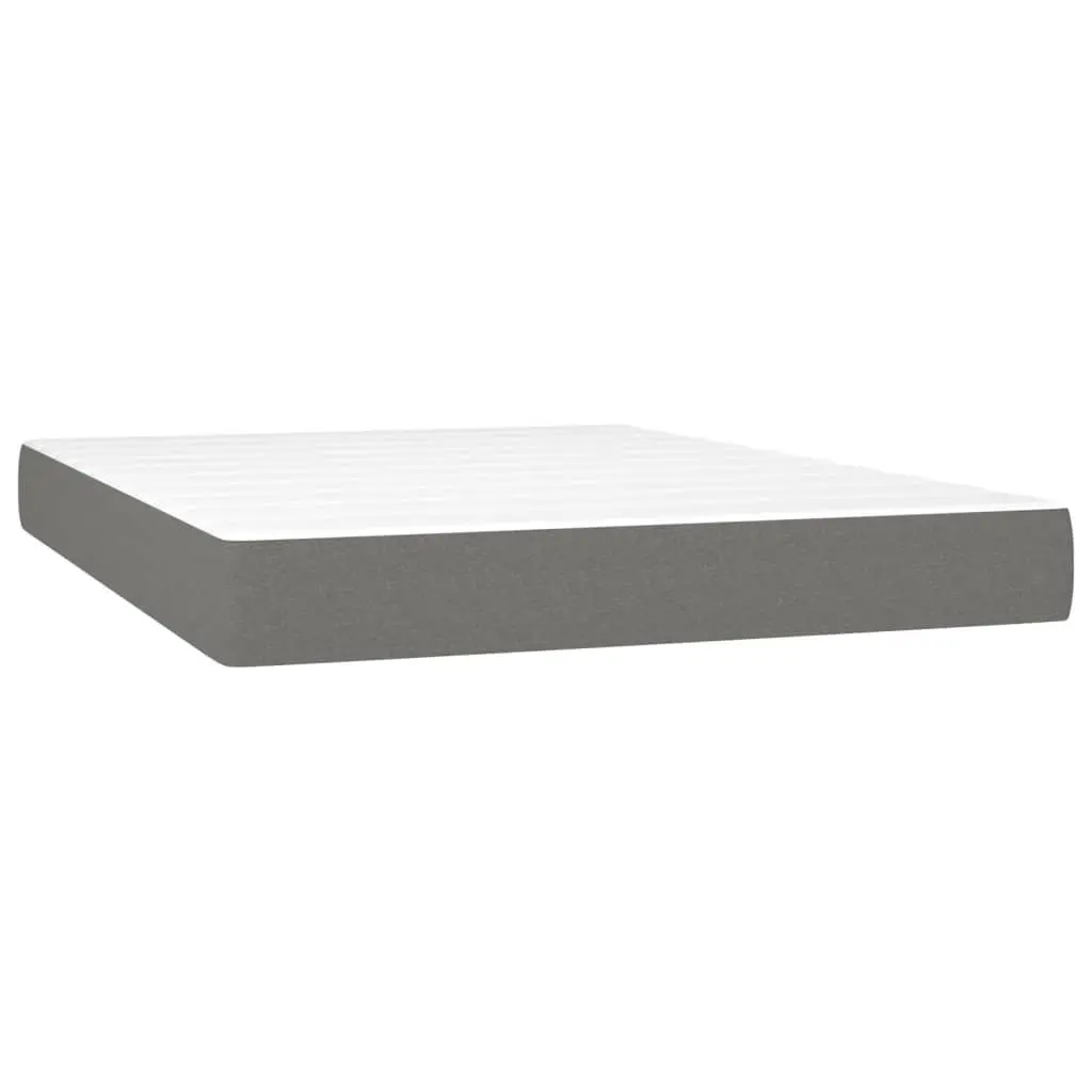 Queen Size Box Spring Bed with Pocket Spring Mattress Grey Fabric Headboard