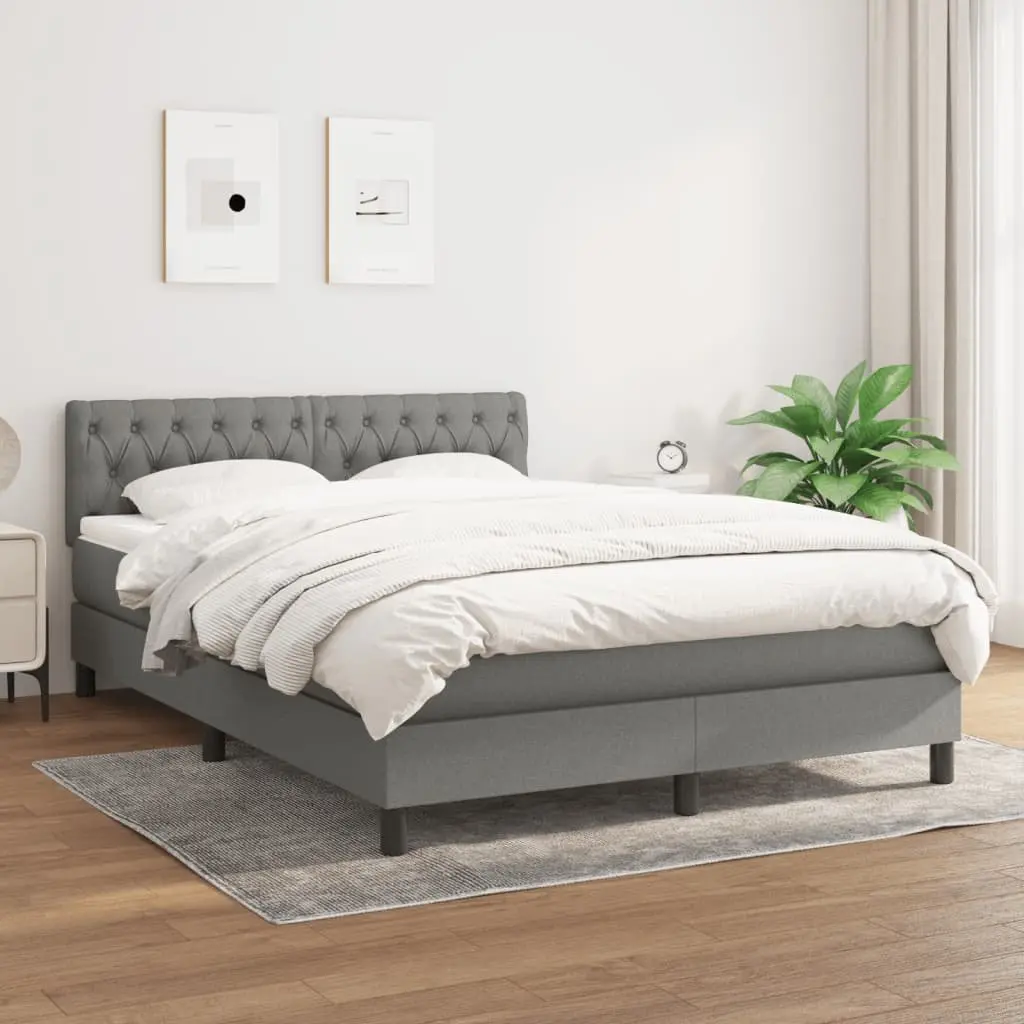 Queen Size Box Spring Bed with Adjustable Headboard