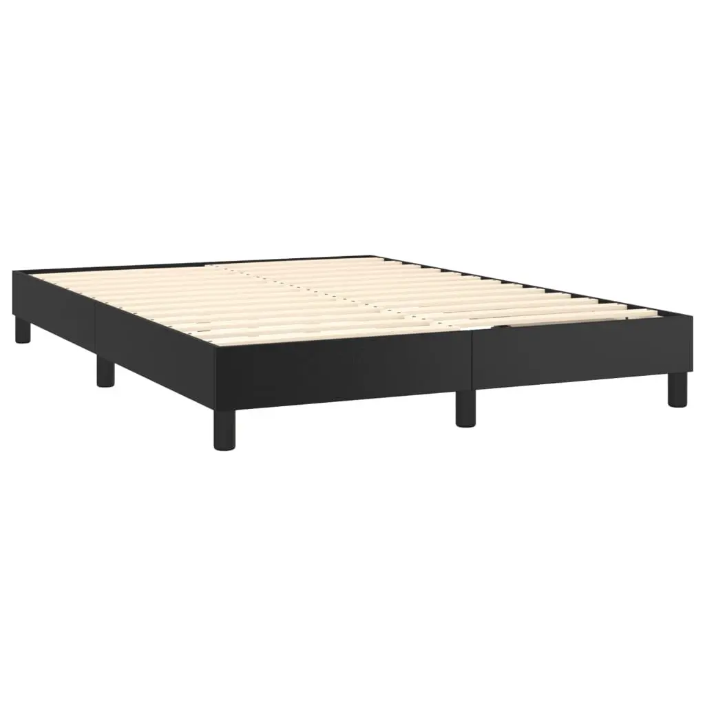 Queen Size Bed with Pocket Spring Mattress in Black Faux Leather