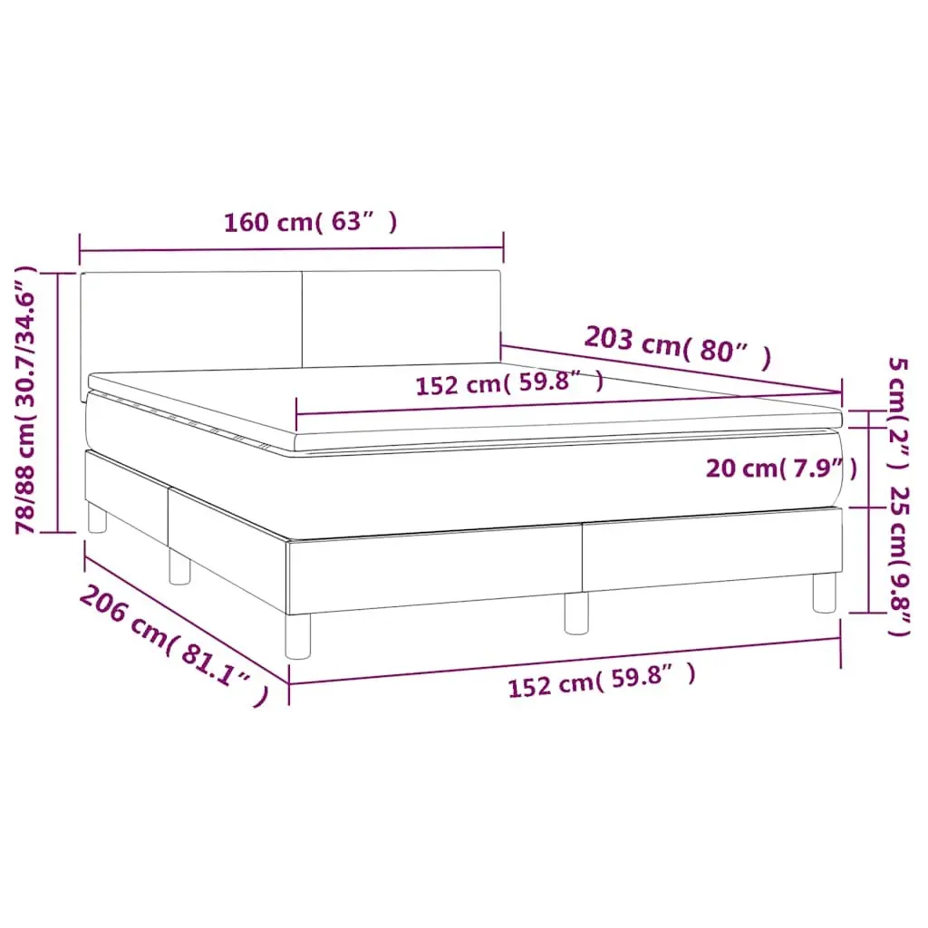 Box Spring Bed Velvet Queen Size 153x203 cm Black with Adjustable Headboard and Pocket Spring Mattress