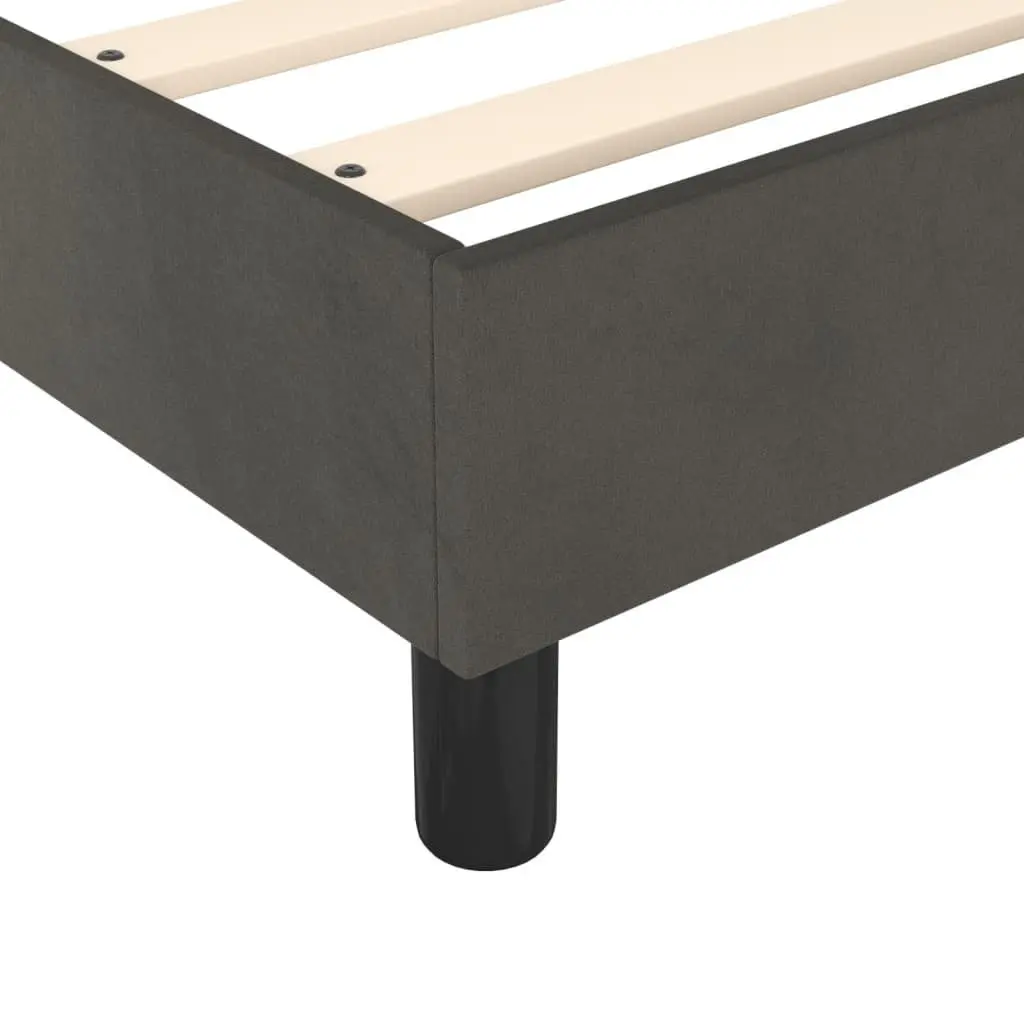 Queen Size Box Spring Bed with Pocket Spring Mattress in Dark Grey Velvet