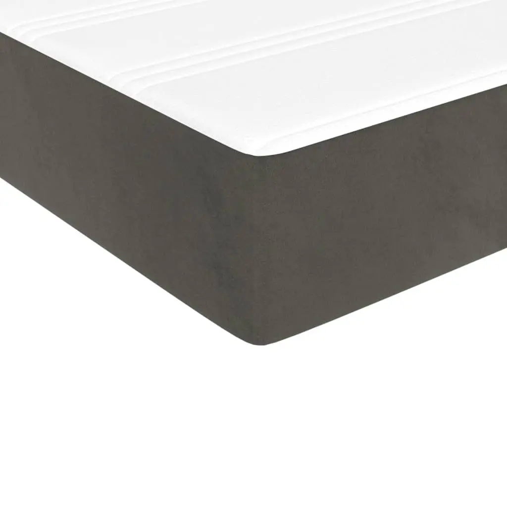 Queen Size Box Spring Bed with Pocket Spring Mattress in Dark Grey Velvet