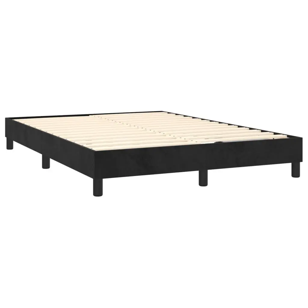 Black Velvet Queen Size Box Spring Bed with Pocket Spring Mattress