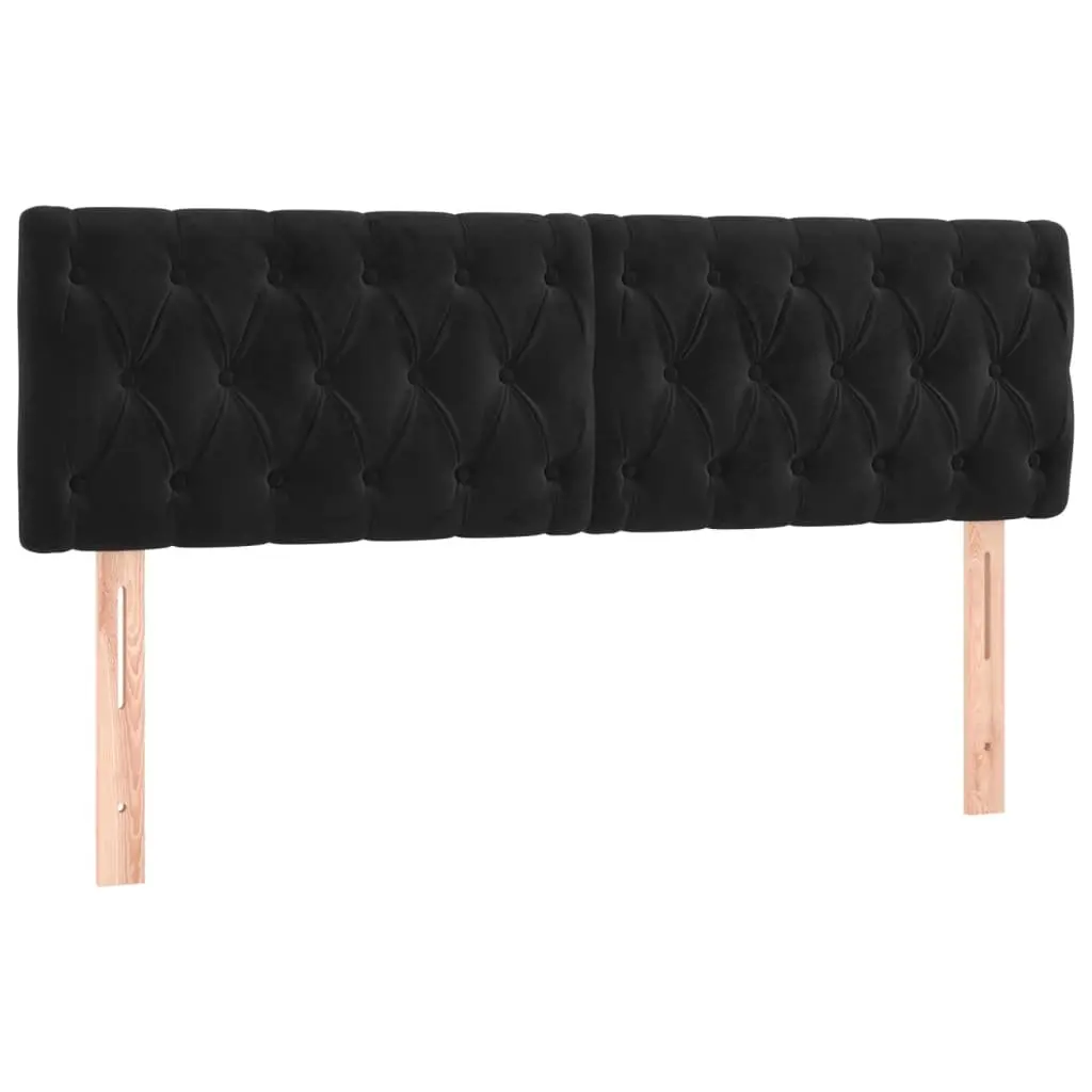 Box Spring Bed Velvet Queen Size Black with Adjustable Headboard and Pocket Spring Mattress