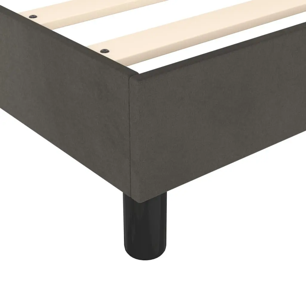 Grey Velvet Box Spring Bed with Pocket Spring Mattress 153x203cm