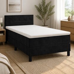 King Single Box Spring Bed with Velvet Pocket Spring Mattress