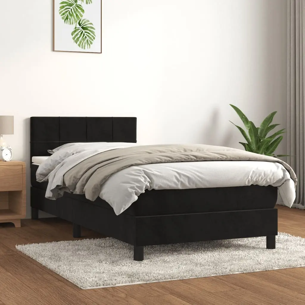 King Single Box Spring Bed with Velvet Pocket Spring Mattress