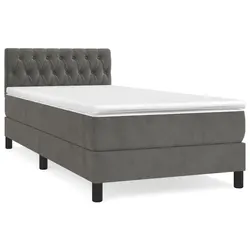 King Single Box Spring Bed with Grey Velvet Headboard