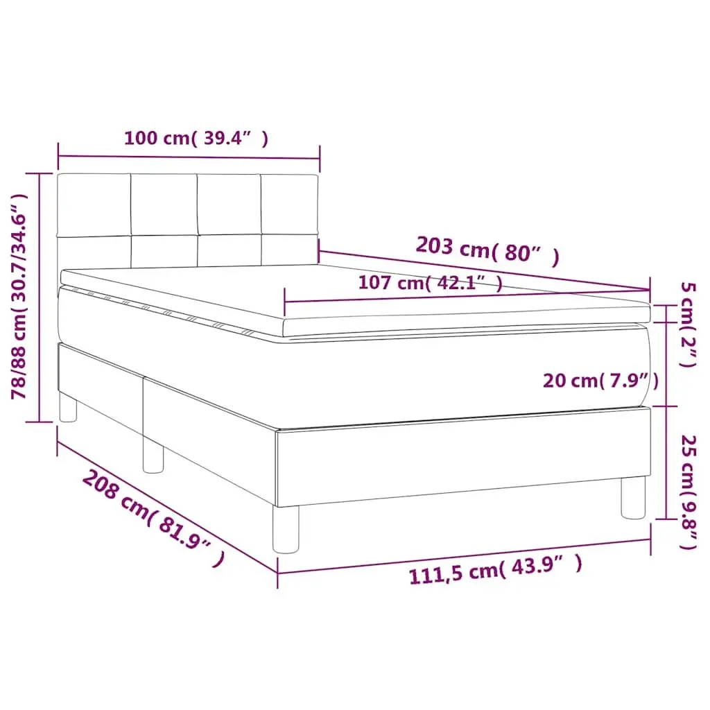 Box Spring Bed Pocket Sprung Mattress Adjustable Headboard LED Black King Single