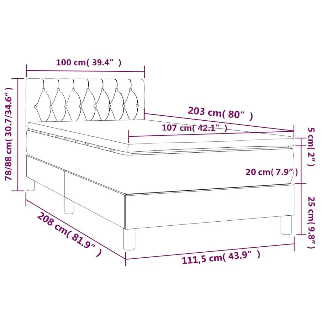 King Single Box Spring Bed with LED Headboard