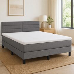 Queen Size Box Spring Bed with Adjustable LED Headboard