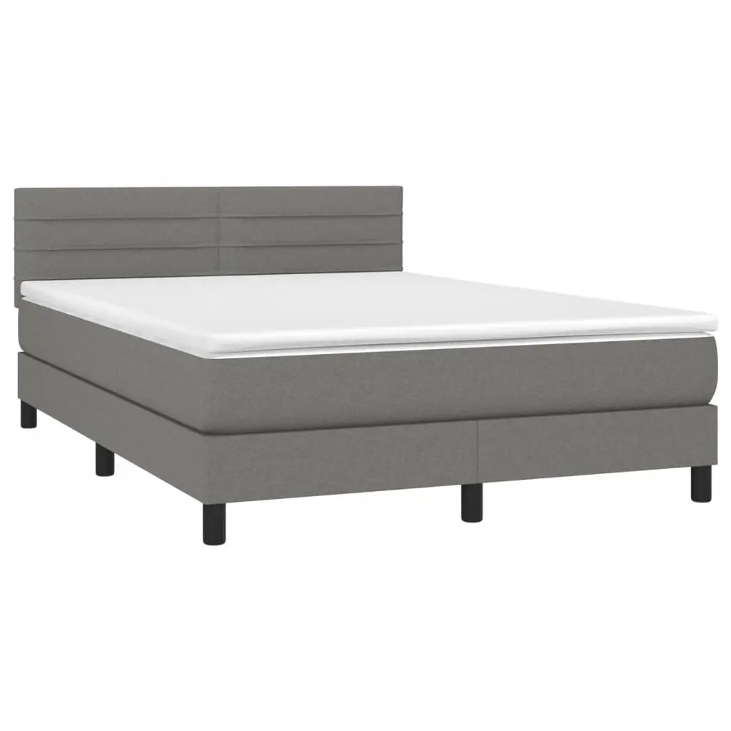Queen Size Box Spring Bed with Adjustable LED Headboard