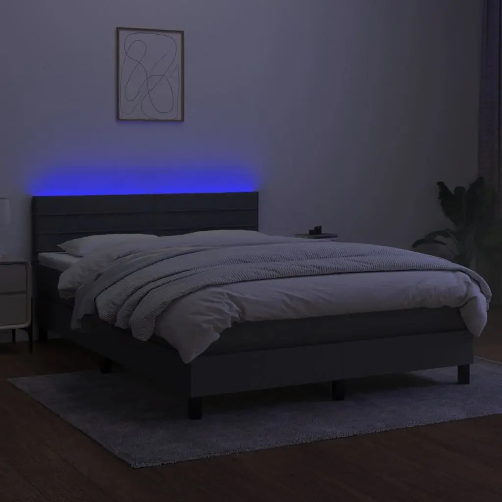 Queen Size Box Spring Bed with Adjustable LED Headboard