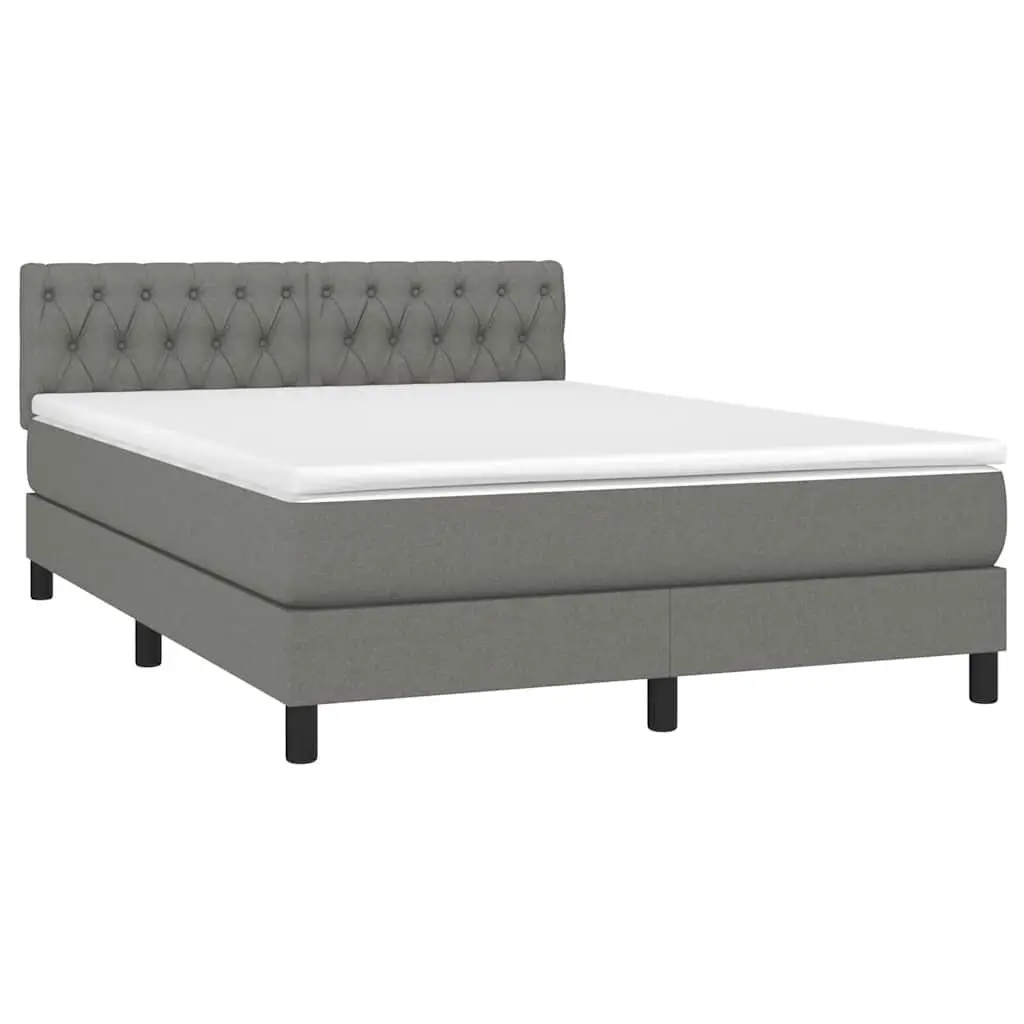 Queen Size Box Spring Bed with Adjustable LED Headboard
