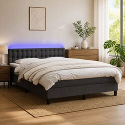 Queen Size Bed with Pocket Spring Mattress and LED Headboard