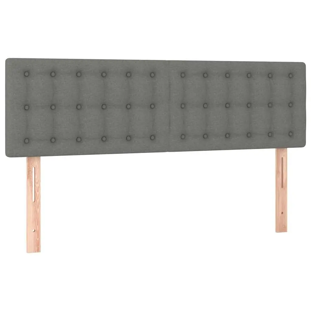 Box Spring Bed Grey Fabric Queen Size with Pocket Spring Mattress and LED Headboard