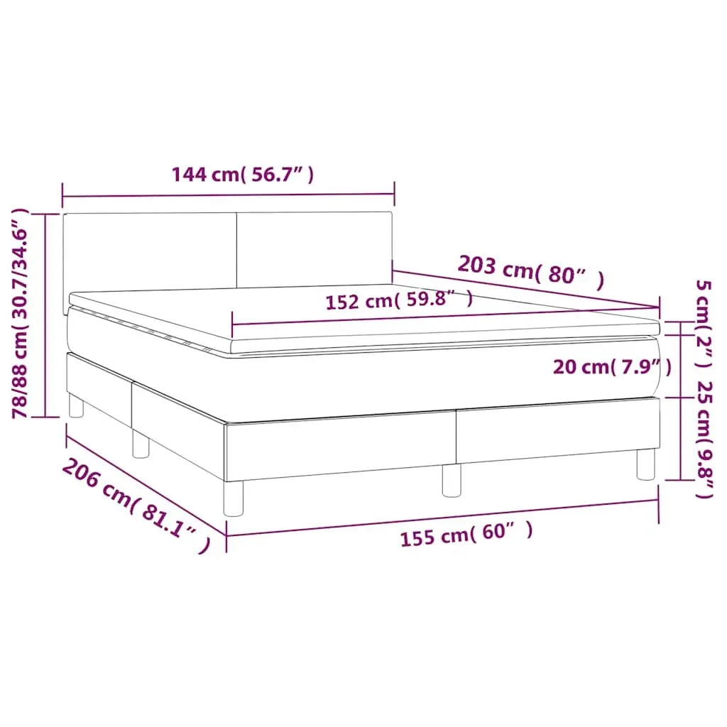 Queen Size Box Spring Bed with LED Headboard