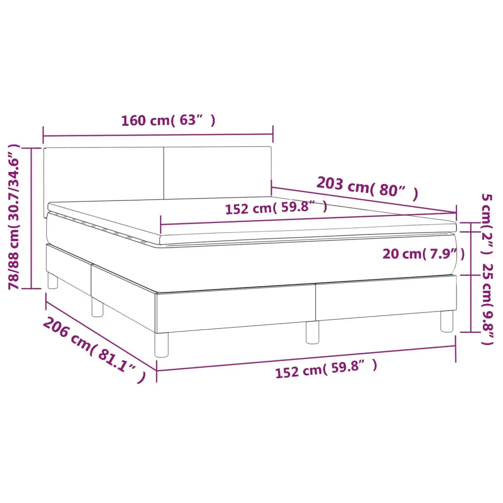 Queen Size Bed with Pocket Spring Mattress and LED Headboard