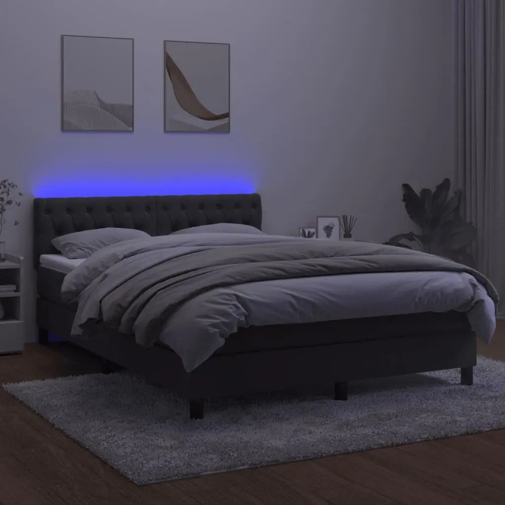 Queen Size Box Spring Bed with Pocket Spring Mattress and LED Headboard