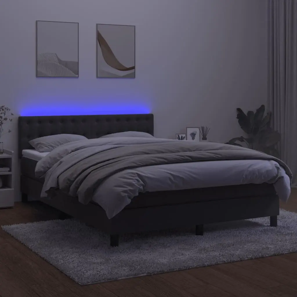 Queen Size Box Spring Bed with LED Headboard