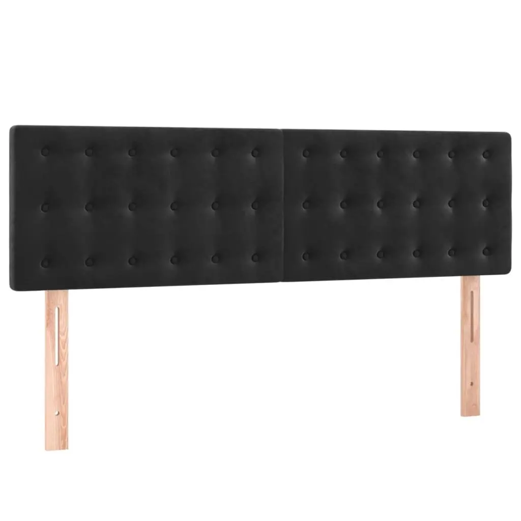 Box Spring Bed Pocket Spring Mattress Velvet Headboard Black 152x203cm