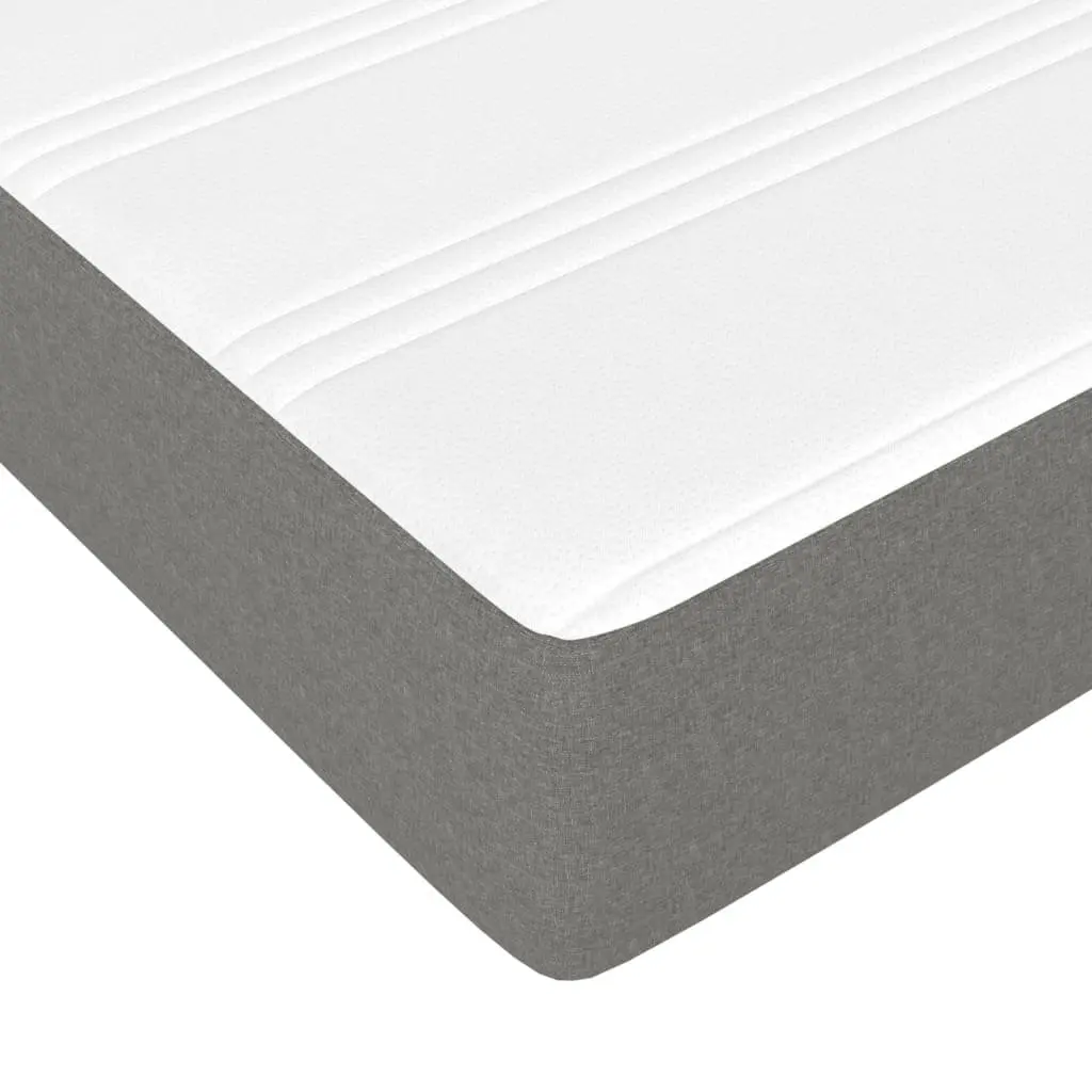 Box Spring Bed Pocket Spring Mattress Grey Fabric Queen Size Adjustable Headboard