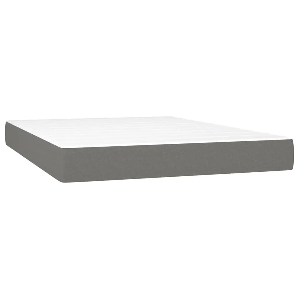 Queen Size Box Spring Bed with Pocket Spring Mattress Grey Fabric Headboard