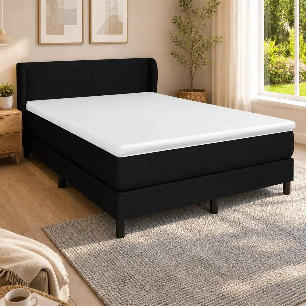 Black Queen Size Box Spring Bed with Adjustable Headboard