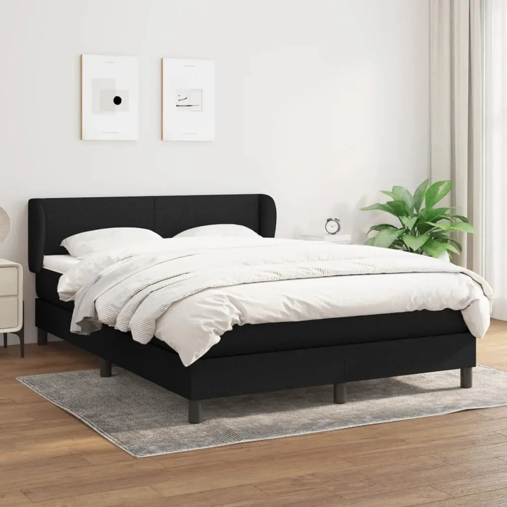 Black Queen Size Box Spring Bed with Adjustable Headboard