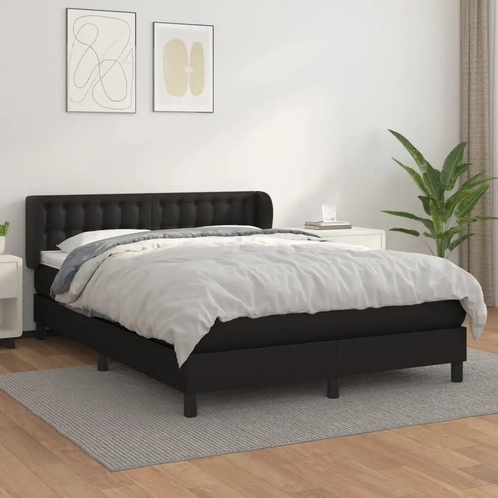 Queen Size Box Spring Bed with Pocket Spring Mattress in Black