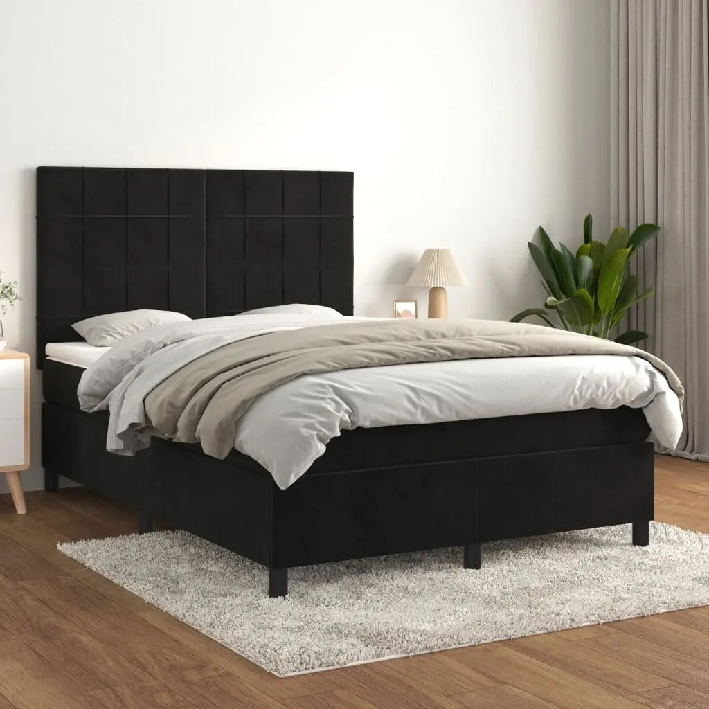 Box Spring Bed with Pocket Spring Mattress Black 137x187 cm