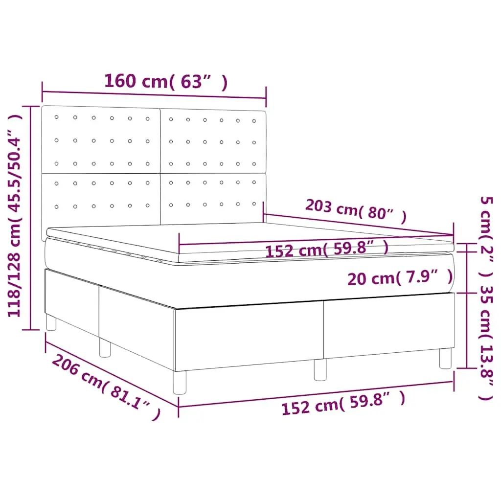 Queen Size Box Spring Bed with Pocket Spring Mattress Black Velvet 153x203 cm