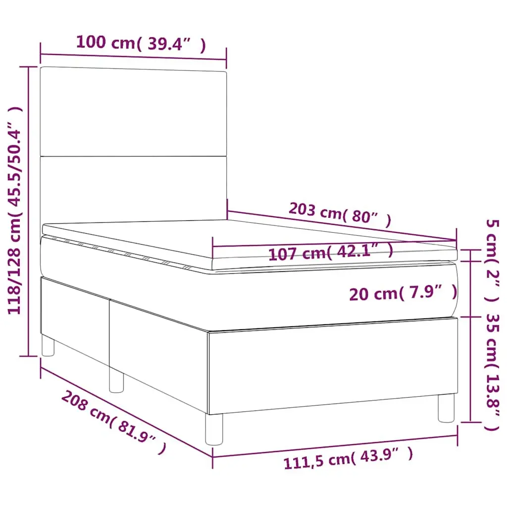 Black Velvet Box Spring Bed with Pocket Spring Mattress