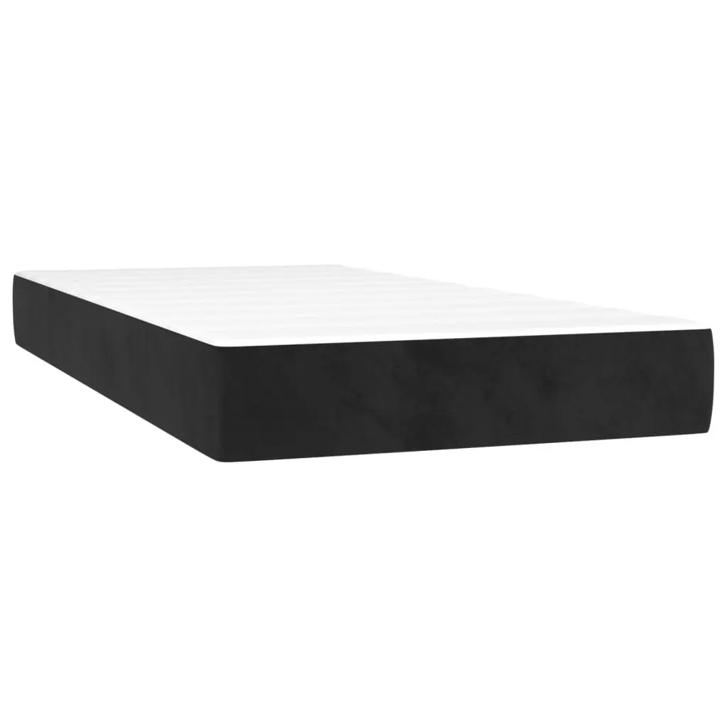Box Spring Bed Velvet Pocket Spring Mattress King Single 106x203cm Black