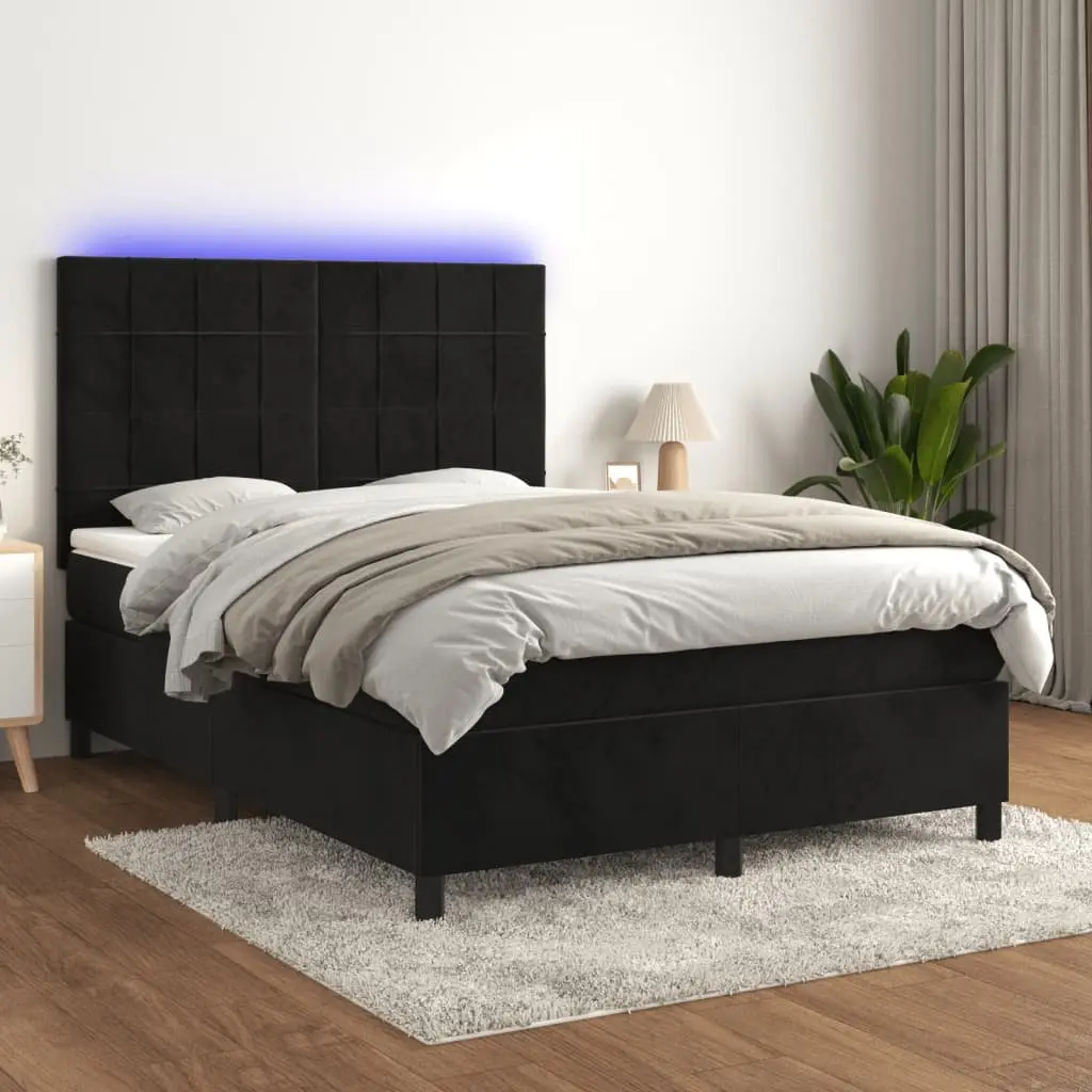 Box Spring Bed with Pocket Spring Mattress and LED