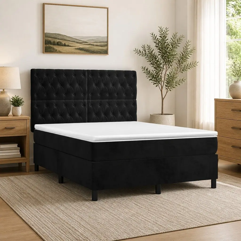 Double Box Spring Bed with LED Headboard