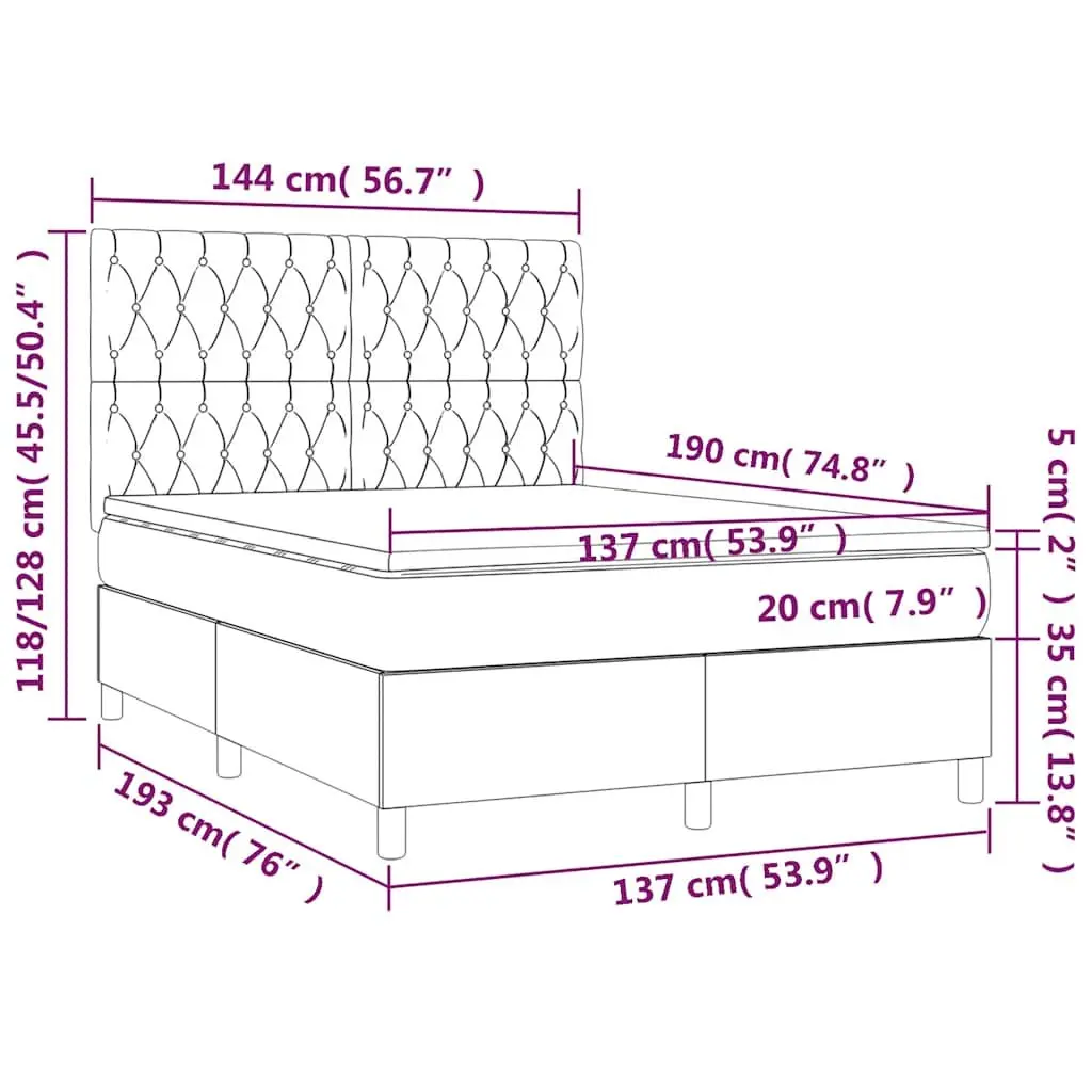 Double Box Spring Bed with LED Headboard