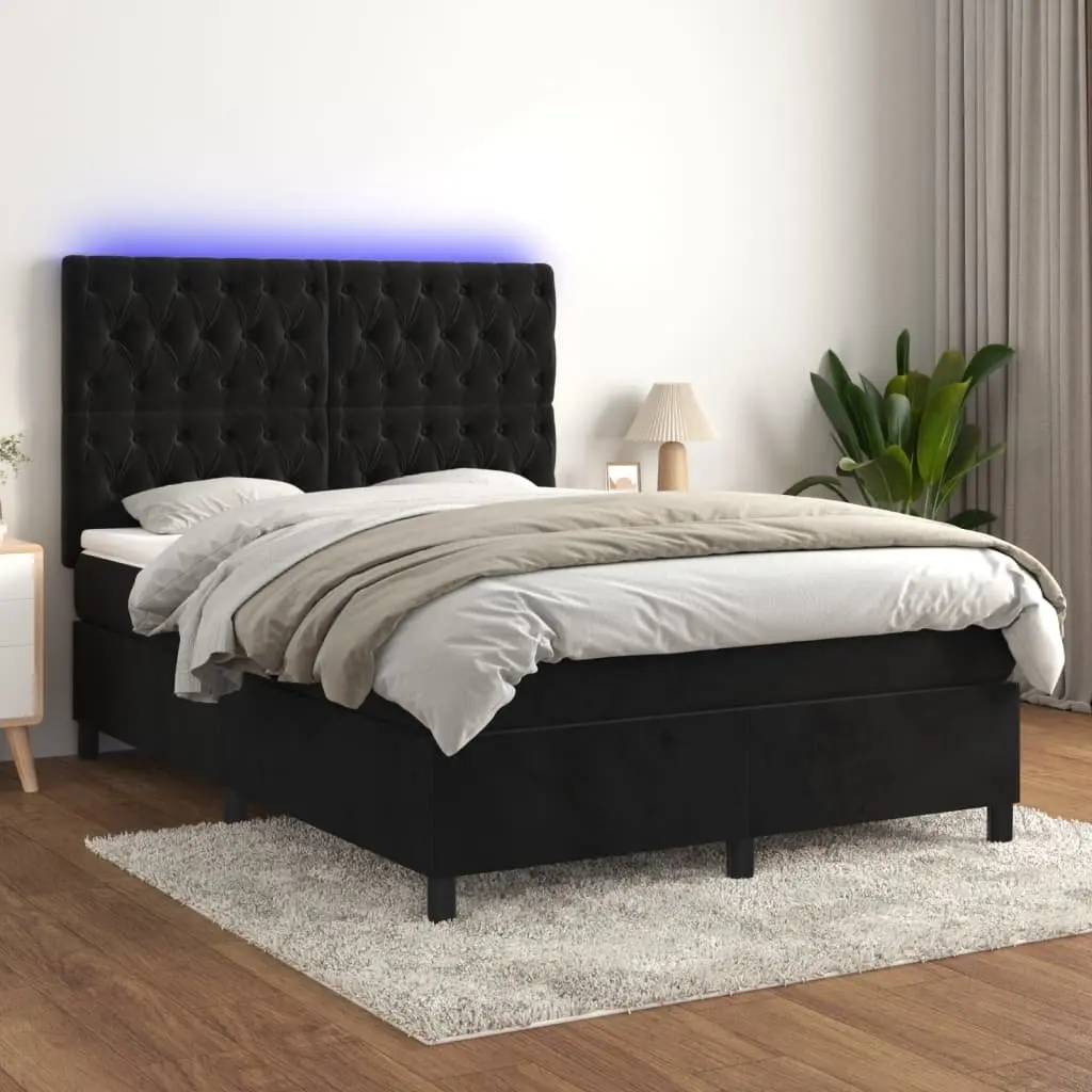 Double Box Spring Bed with LED Headboard
