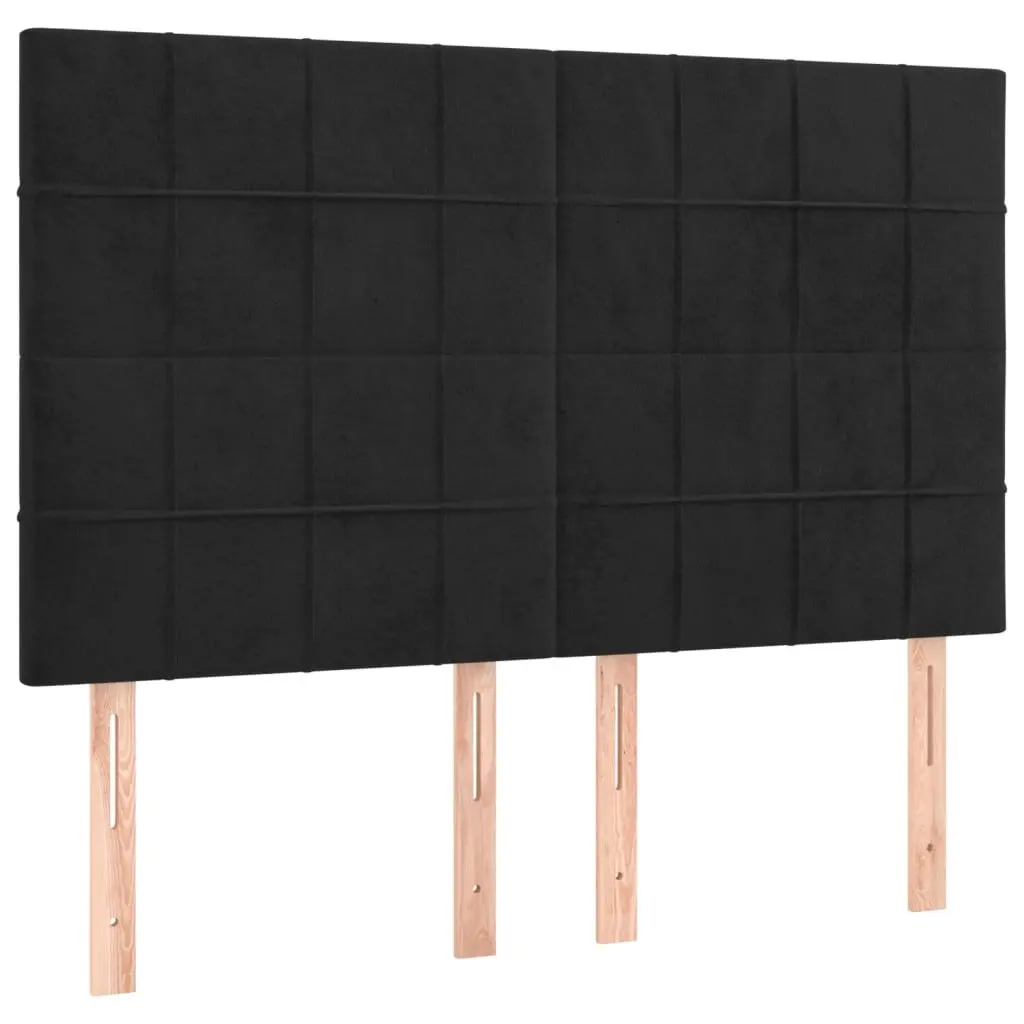 Queen Size Box Spring Bed with Velvet Headboard