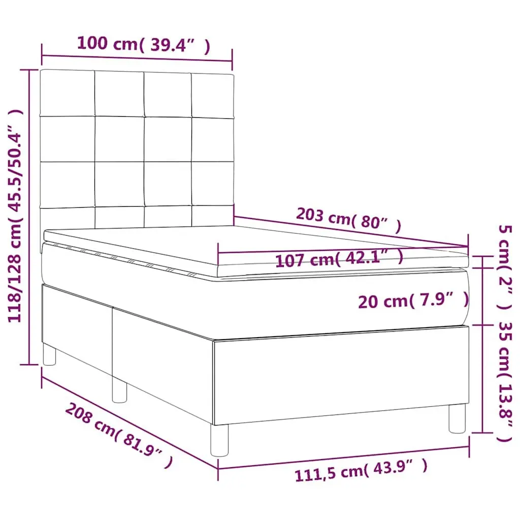 Box Spring Bed with Pocket Spring Mattress and LED Headboard