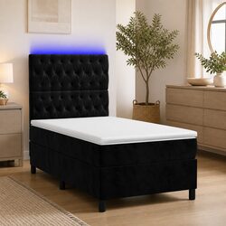 Premium Box Spring Bed with Pocket Spring Mattress and LED Headboard
