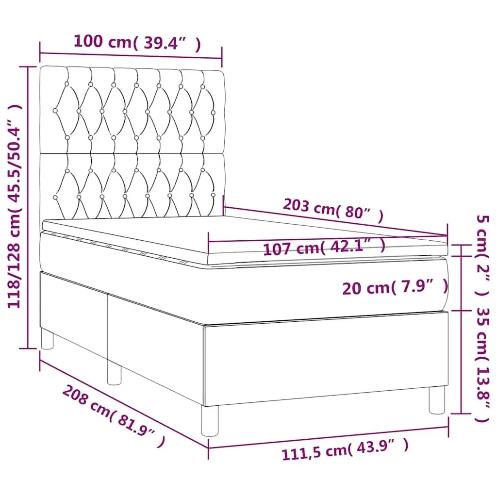 Box Spring Bed with Pocket Spring Mattress and LED Headboard