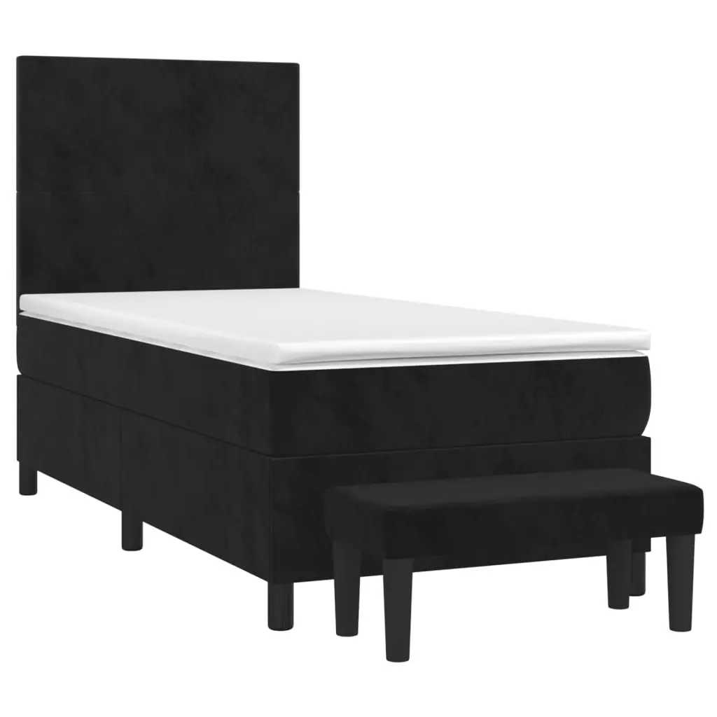 Velvet Black King Single Box Spring Bed with Pocket Spring