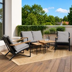 Durable 5 Piece Black Steel Balcony Furniture Set