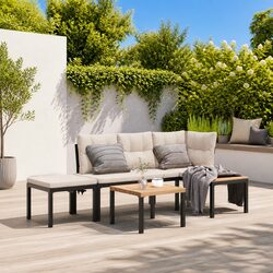 Outdoor Garden Bench Set with Cushions, 3-Piece Furniture